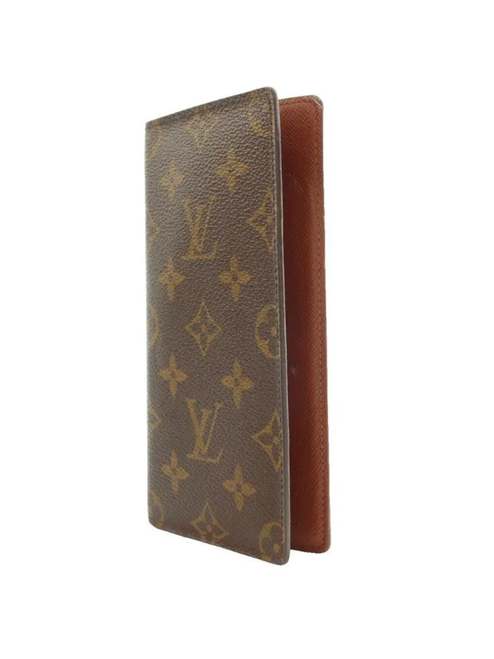 Louis Vuitton 2 Folding Wallet Leather Monogram Canvas Brown SS